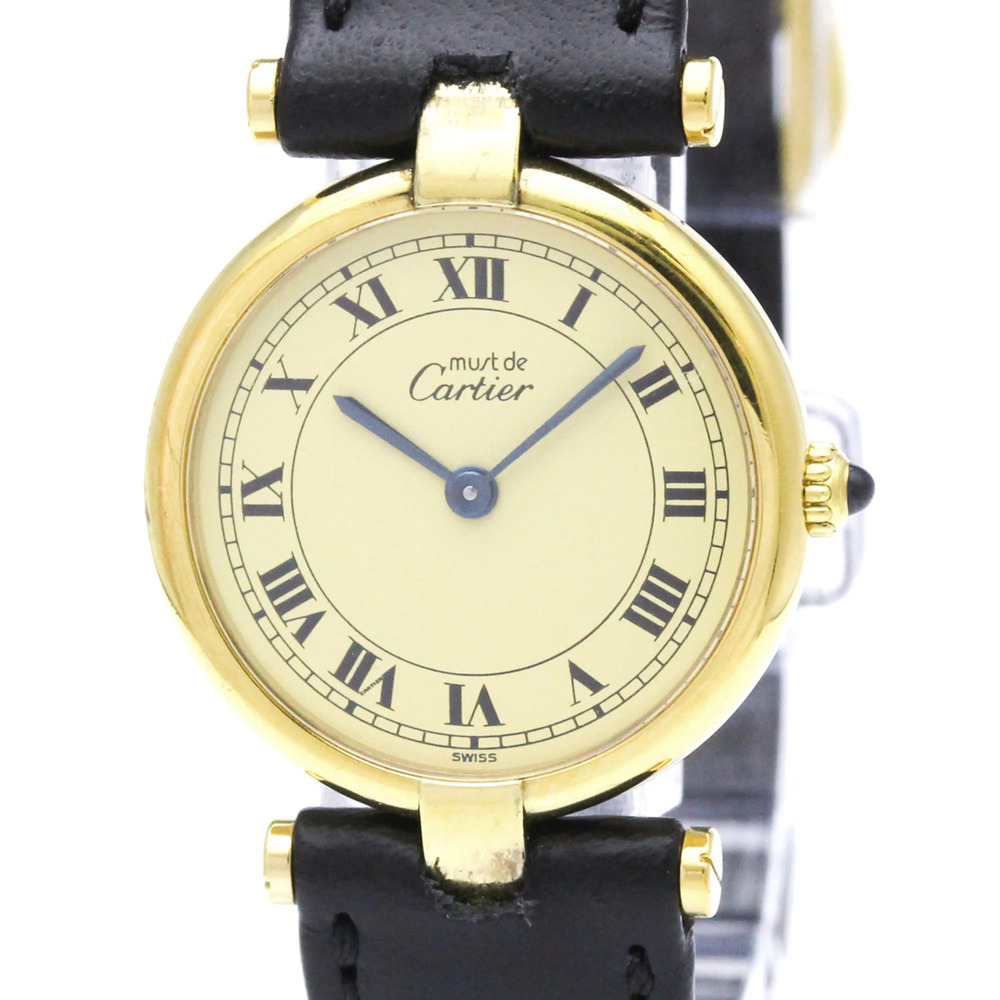 CARTIER Must Vendome Vermeil Gold Plated Quartz Ladies Watch 590004